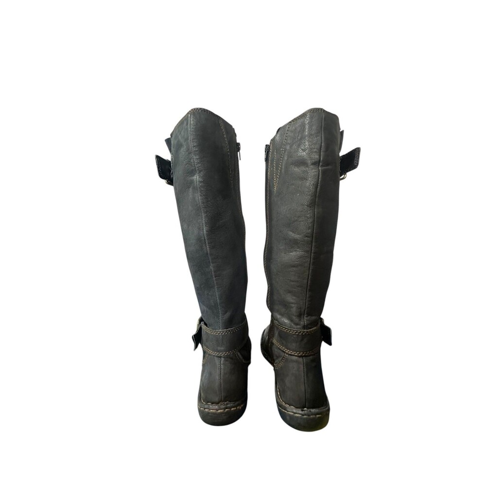 B.O.C. Women’s Tall Knee High Boots Black Leather Riding Buckle 6.5 M Boho Zip - Picture 5 of 12